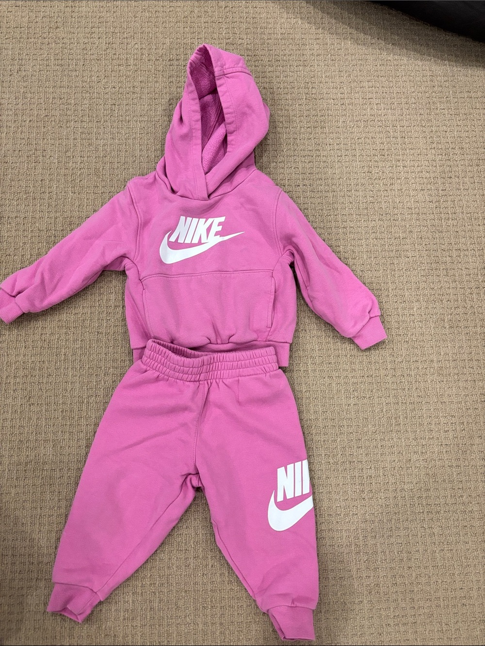 Nike Toddler Pink Cotton Hoodie & Joggers Set - Pink